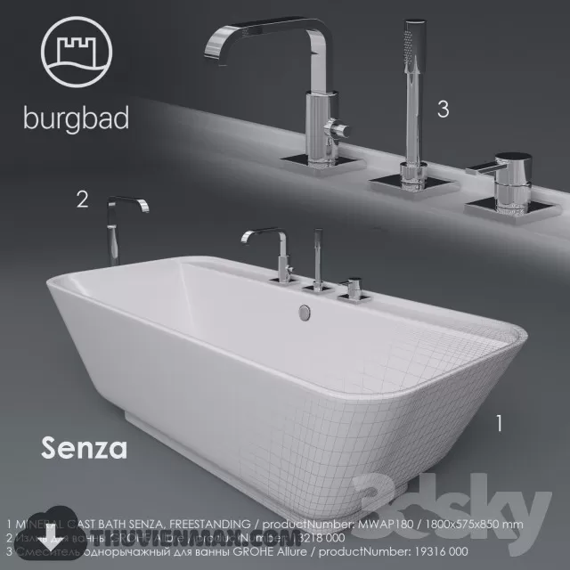 Decoration – Bathtub & Shower Cubicle 3D Models – 075