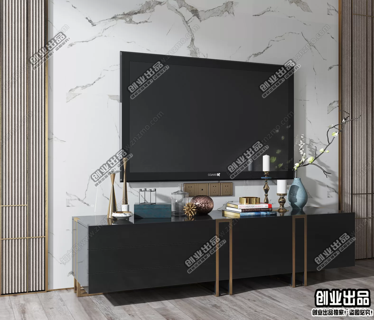 CABINET TV – A106 – FURNITURE 3D MODELS 2022 (VRAY)