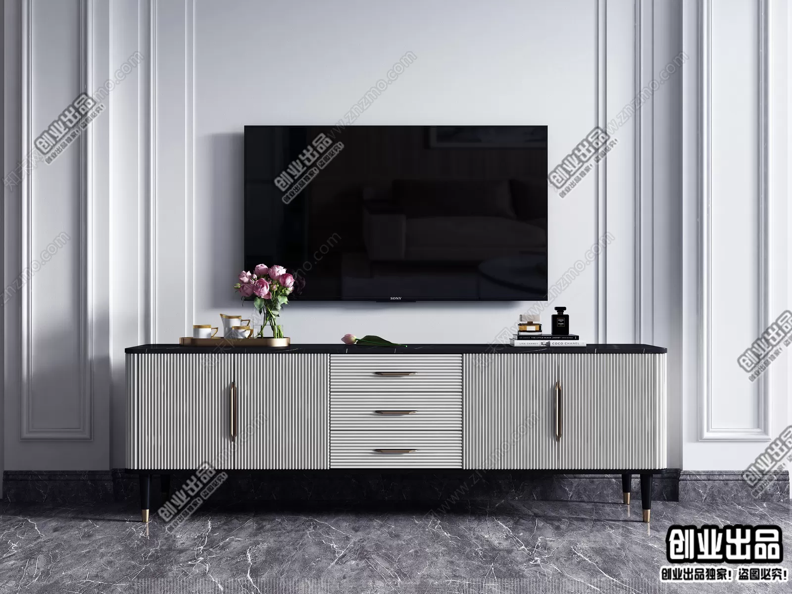 CABINET TV – A59 – FURNITURE 3D MODELS 2022 (VRAY)
