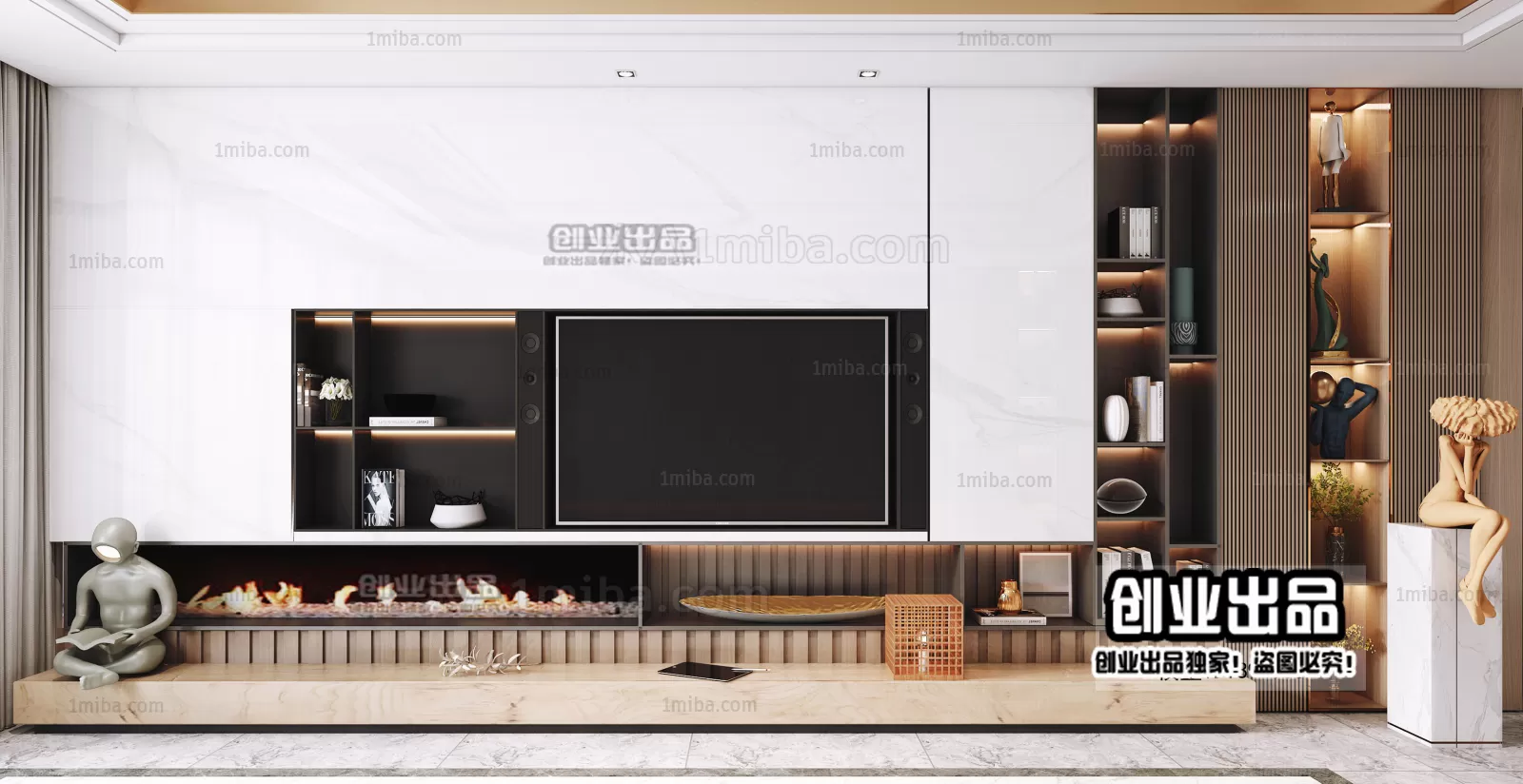 WALL TV – B32 – FURNITURE 3D MODELS 2022 (VRAY)