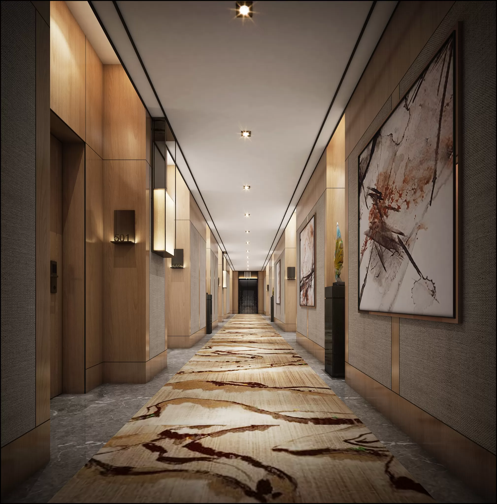TZ INTERIOR DESIGN 2021 (VRAY) – 18. CORRIDOR, ELEVATOR – 19