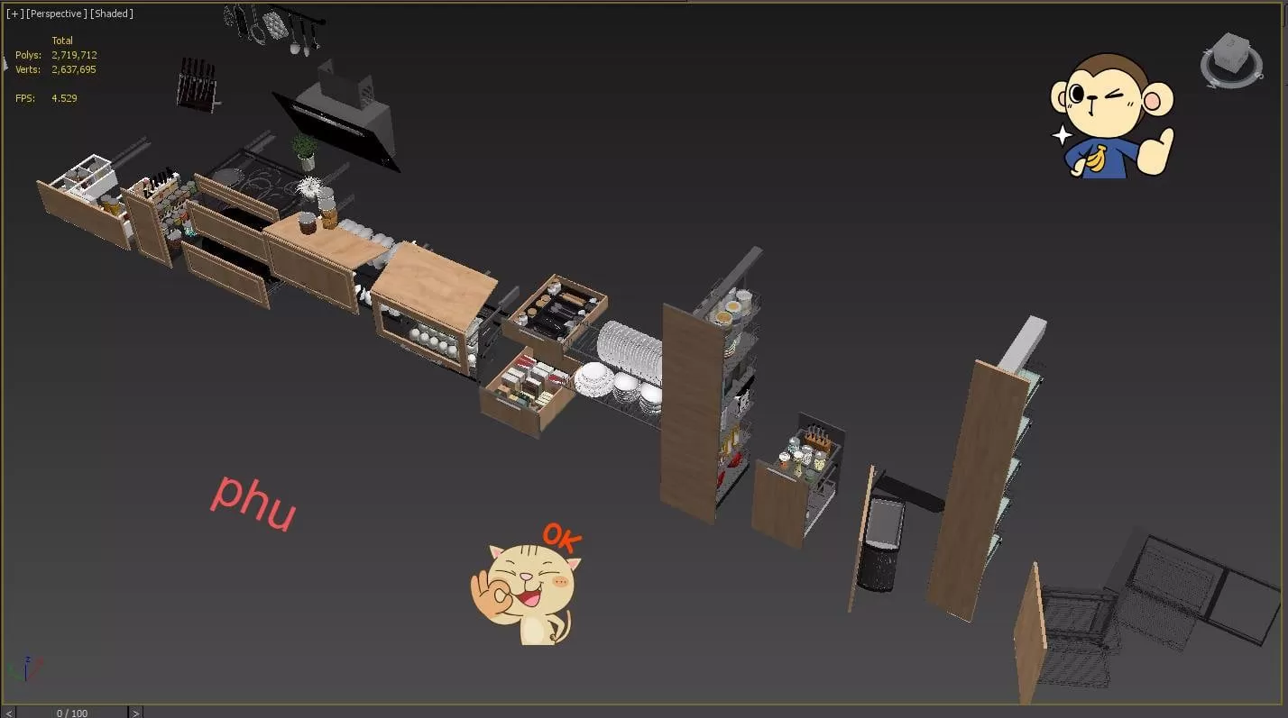 3ds Max Files – Model – 25 – Kitchen Model – 1 – Kitcheen Model by Phong Ngu