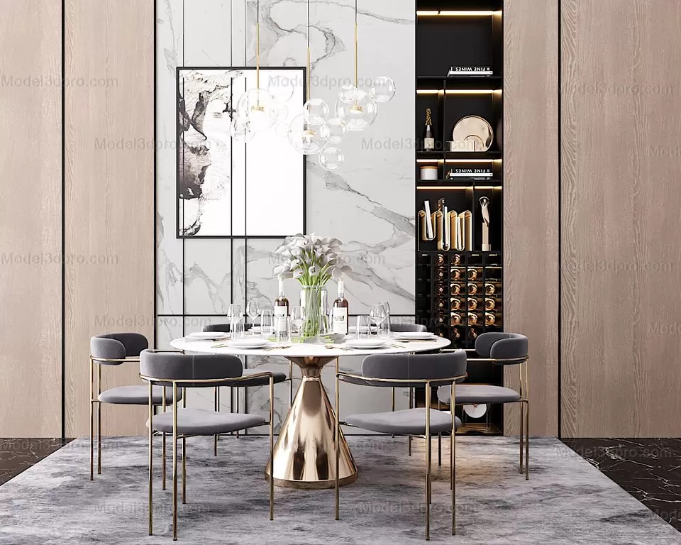 3ds Max Files – Scene – Interior scene – 13 – Dinningroom Scene – 2 – Dinningroom Scene by Phong Ngu