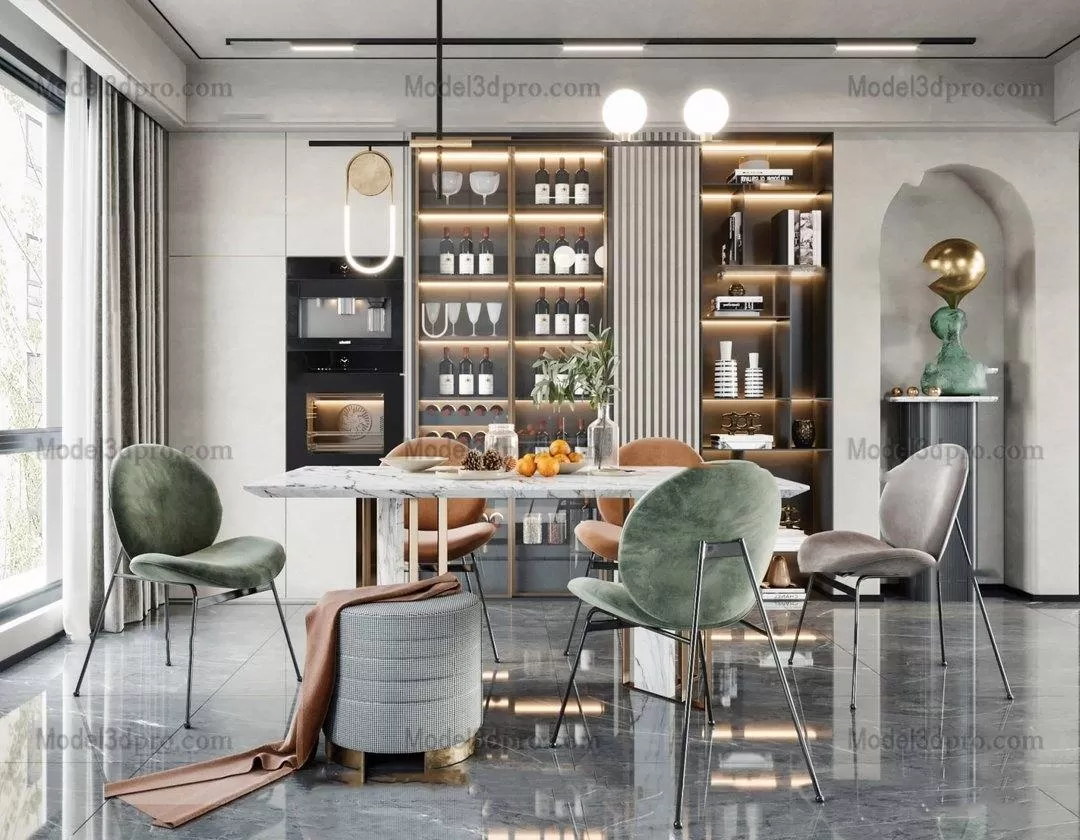 3ds Max Files – Scene – Interior scene – 13 – Dinningroom Scene – 5 – Dinningroom Scene by Phong Ngu