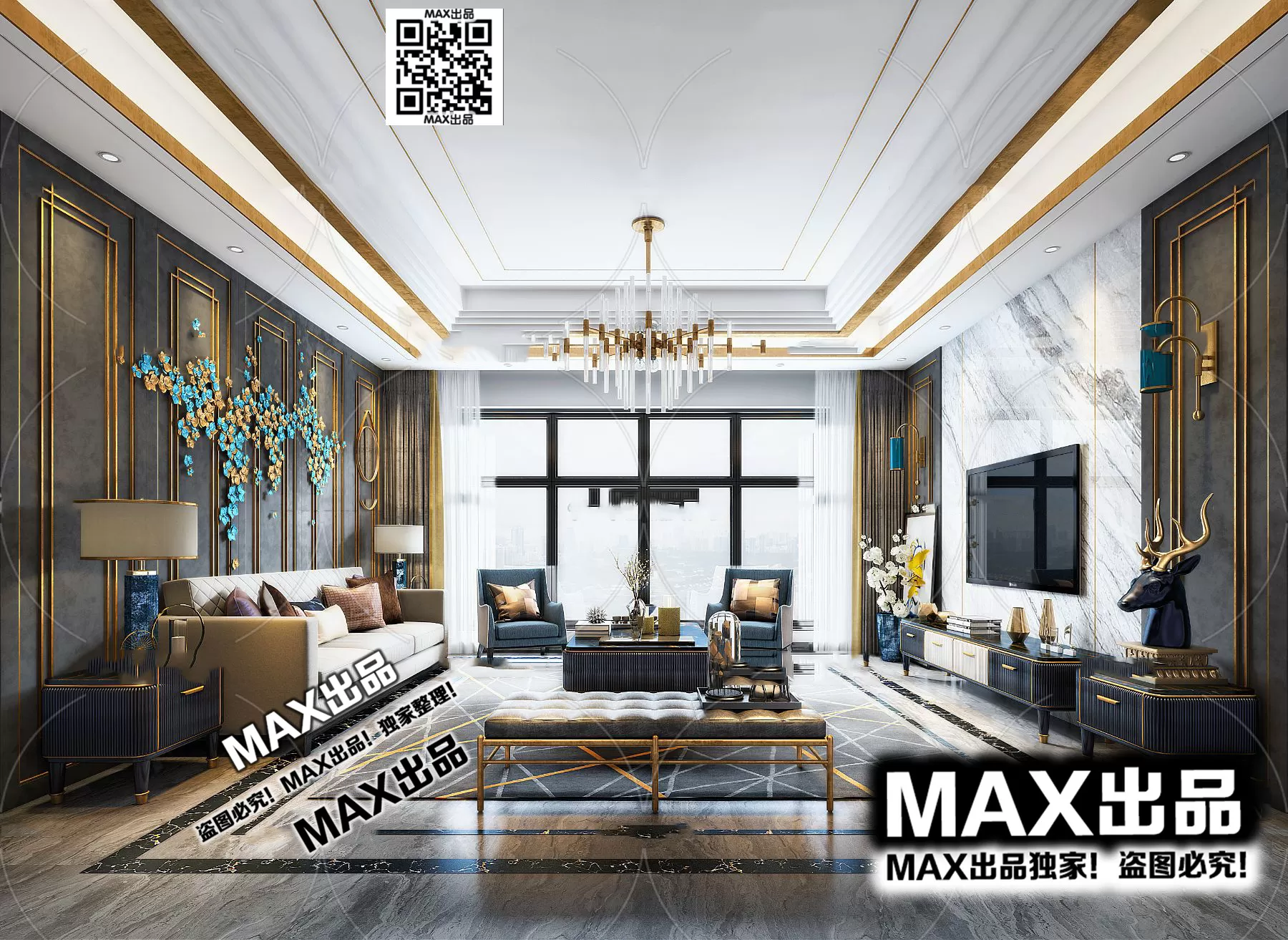 3DS MAX SCENES – LIVING ROOM – 100