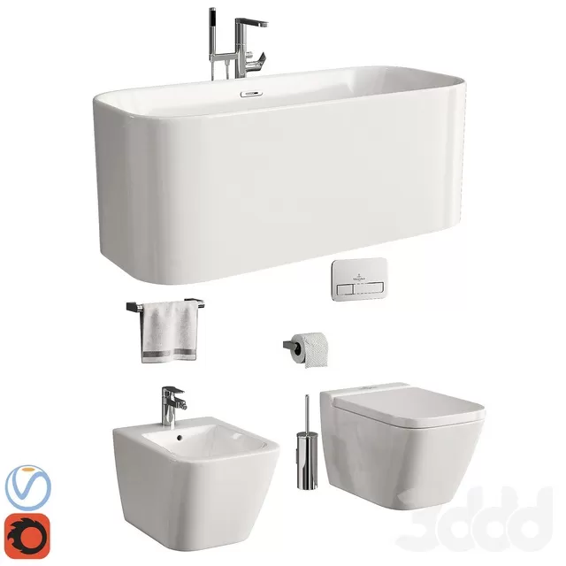 BATHROOM – TOILET & BIDET – 3D MODELS – FREE DOWNLOAD – 2556