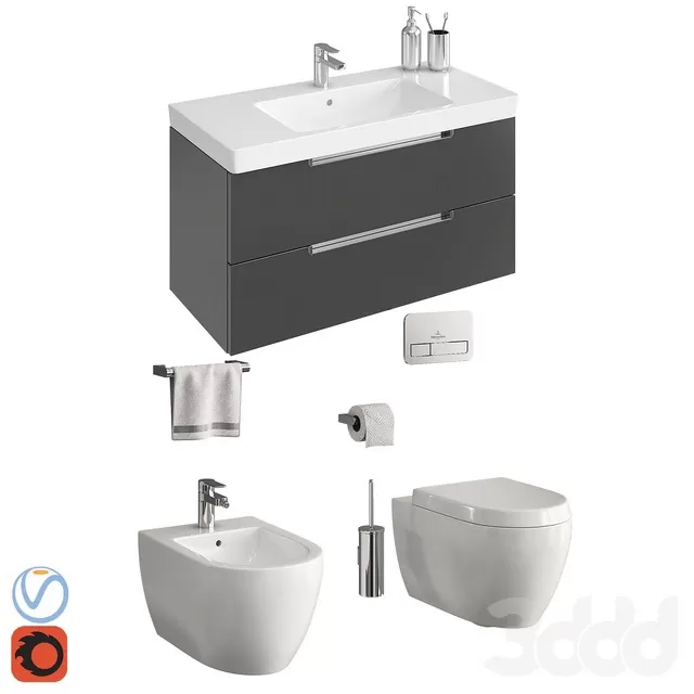 BATHROOM – TOILET & BIDET – 3D MODELS – FREE DOWNLOAD – 2557