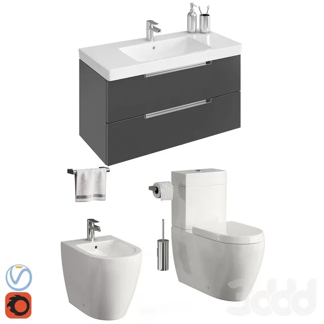BATHROOM – TOILET & BIDET – 3D MODELS – FREE DOWNLOAD – 2558