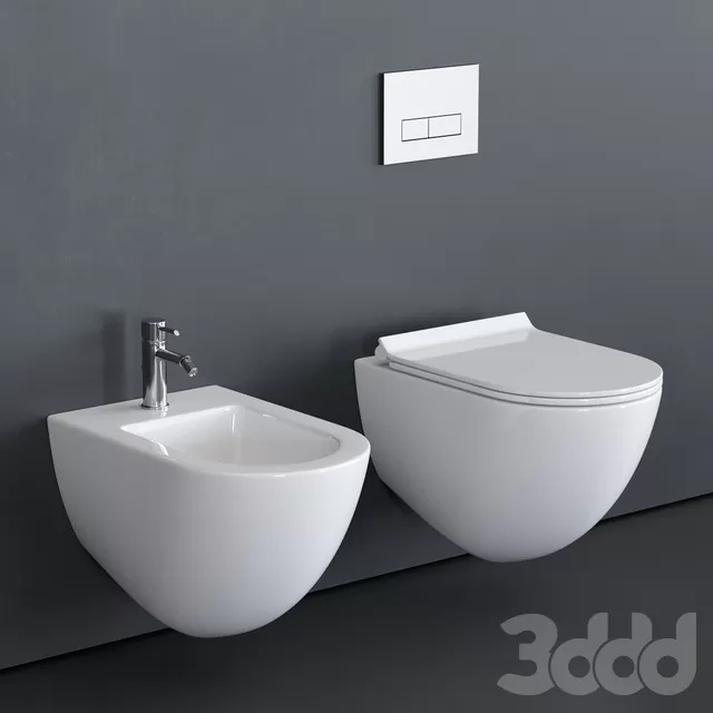 BATHROOM – TOILET & BIDET – 3D MODELS – FREE DOWNLOAD – 2568