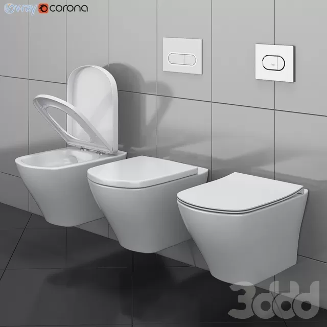 BATHROOM – TOILET & BIDET – 3D MODELS – FREE DOWNLOAD – 2571