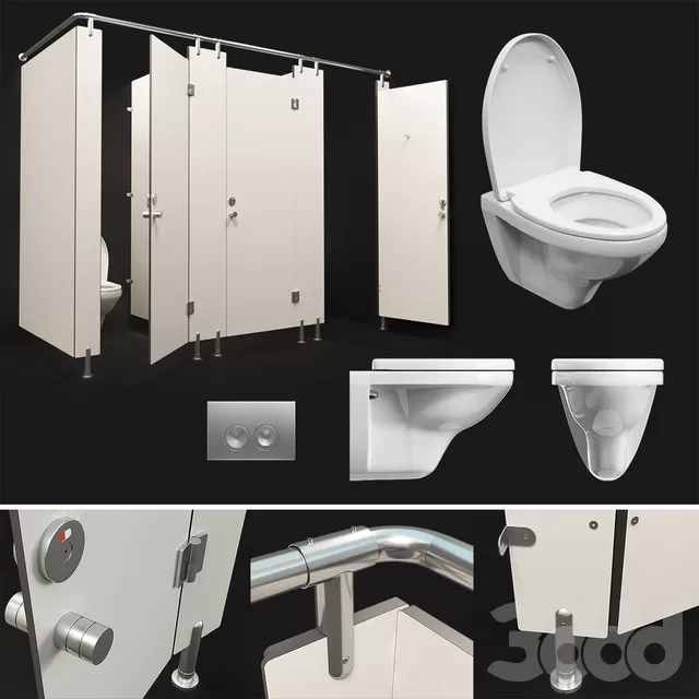 BATHROOM – TOILET & BIDET – 3D MODELS – FREE DOWNLOAD – 2600