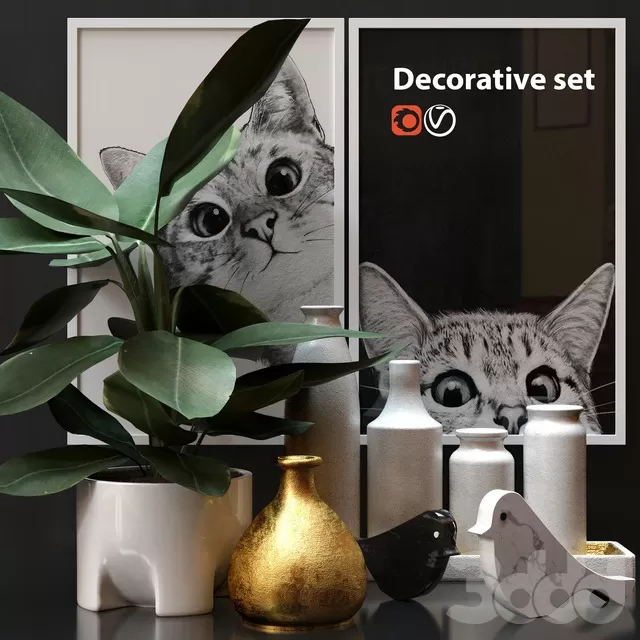 DECORATION – DECORATIVE SET – 3D MODELS – FREE DOWNLOAD – 3958