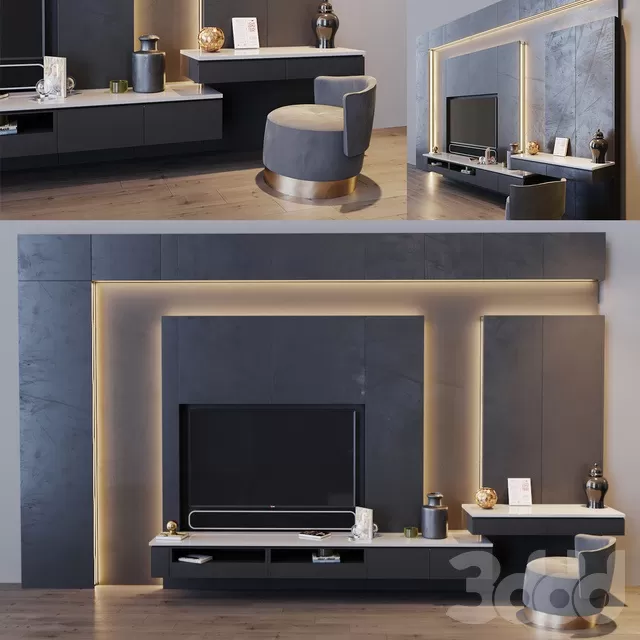 FURNITURE – TV WALL – 3D MODELS – FREE DOWNLOAD – 11898