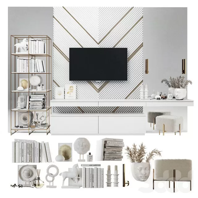 FURNITURE – TV WALL – 3D MODELS – FREE DOWNLOAD – 11948