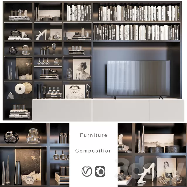 FURNITURE – TV WALL – 3D MODELS – FREE DOWNLOAD – 11957