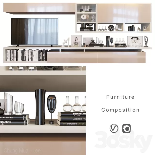 FURNITURE – TV WALL – 3D MODELS – FREE DOWNLOAD – 12013