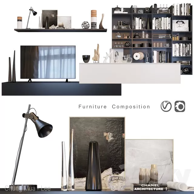 FURNITURE – TV WALL – 3D MODELS – FREE DOWNLOAD – 12017