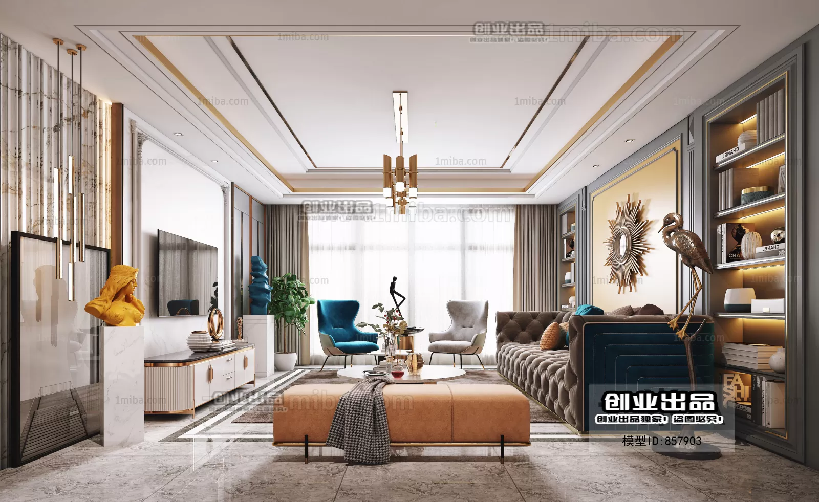 Living Room – European Design – 3D66 – 3D Scenes – 025