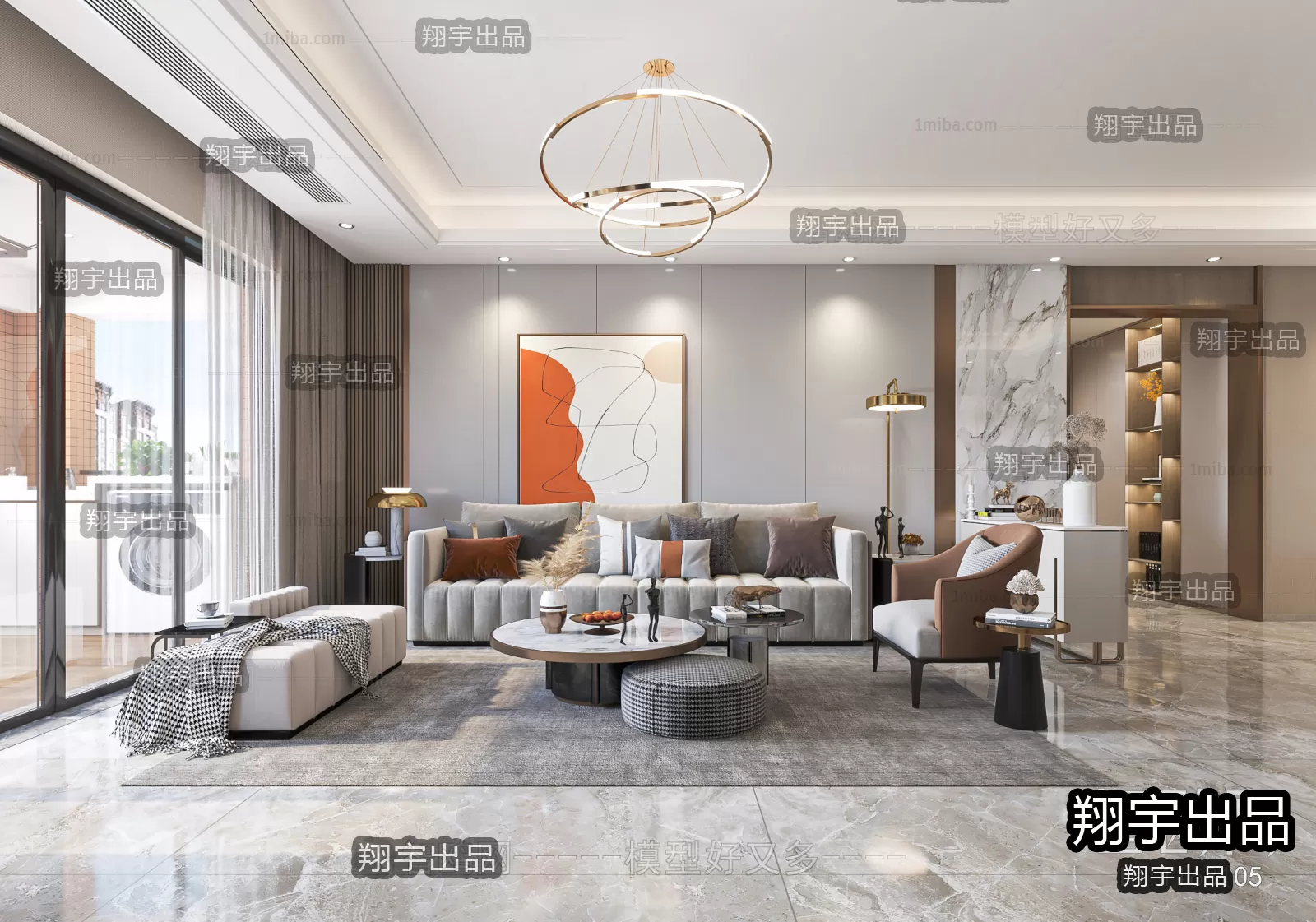 Living Room – Modern Design – 3D66 – 3D Scenes – 011