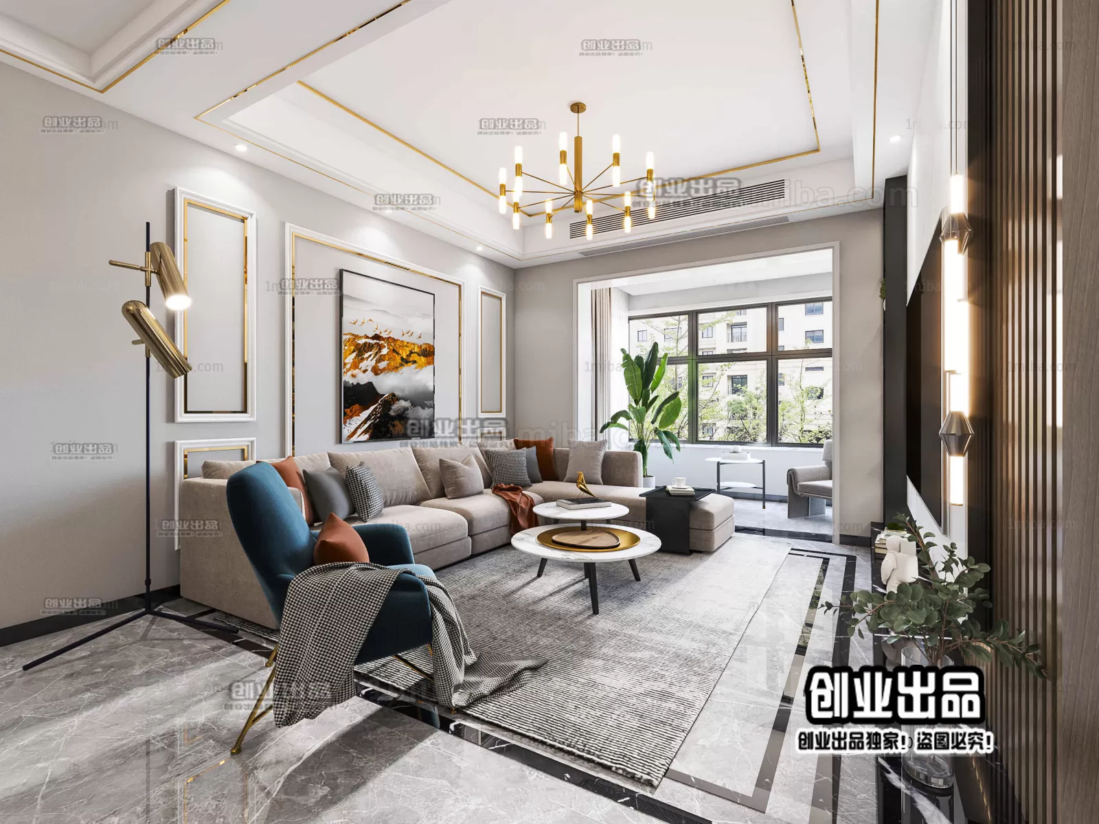 Living Room – Modern Design – 3D66 – 3D Scenes – 038