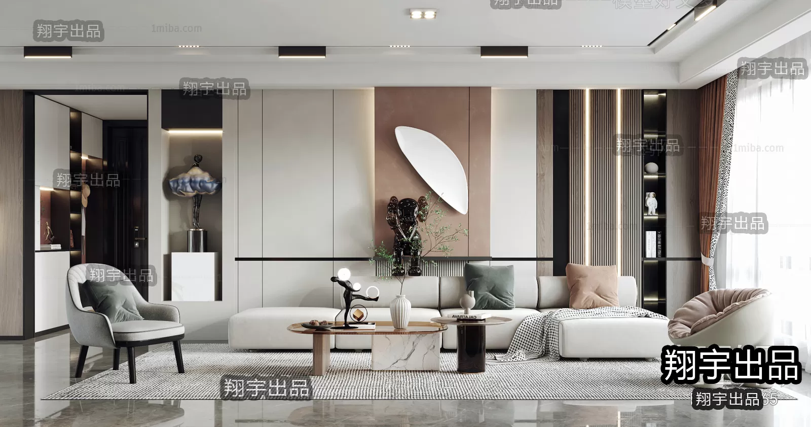 Living Room – Modern Interior Design – 3D Models – 007