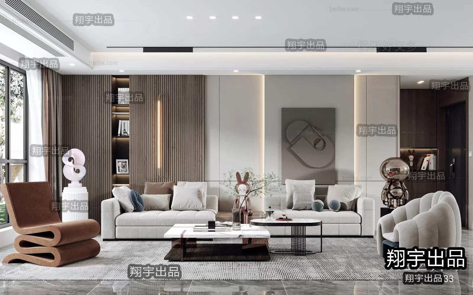 Living Room – Modern Interior Design – 3D Models – 029