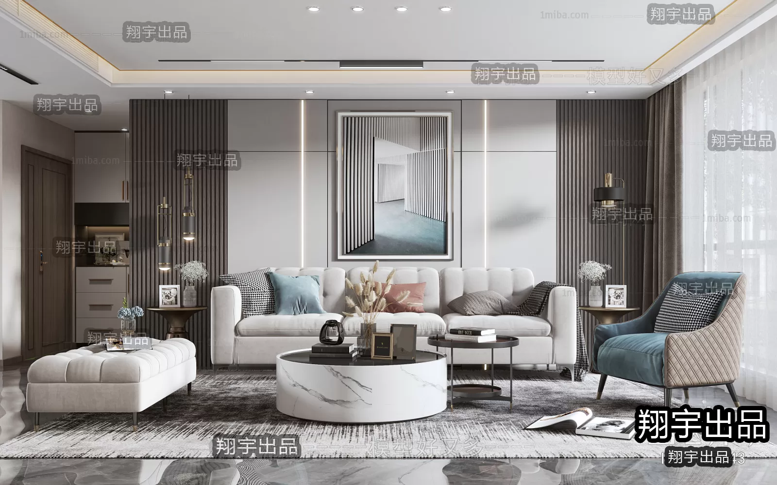 Living Room – Modern Interior Design – 3D Models – 035