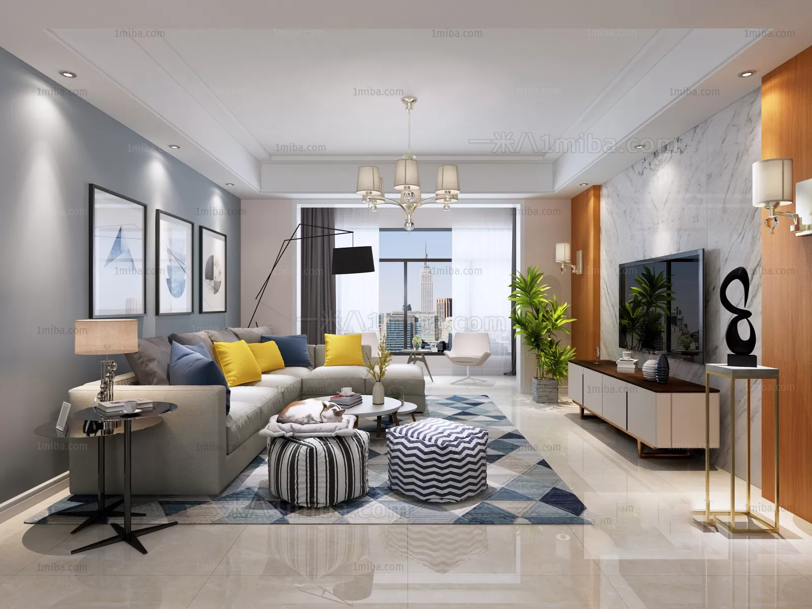 Living Room – Modern Interior Design – 3D Models – 119