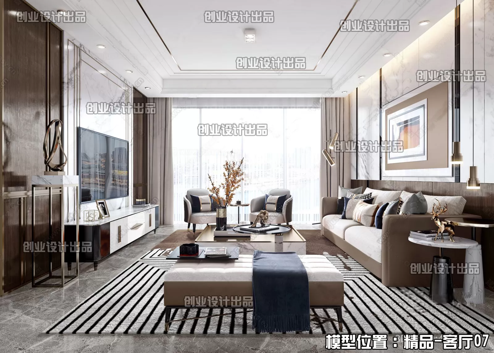 Living Room – Modern Interior Design – 3D Models – 126
