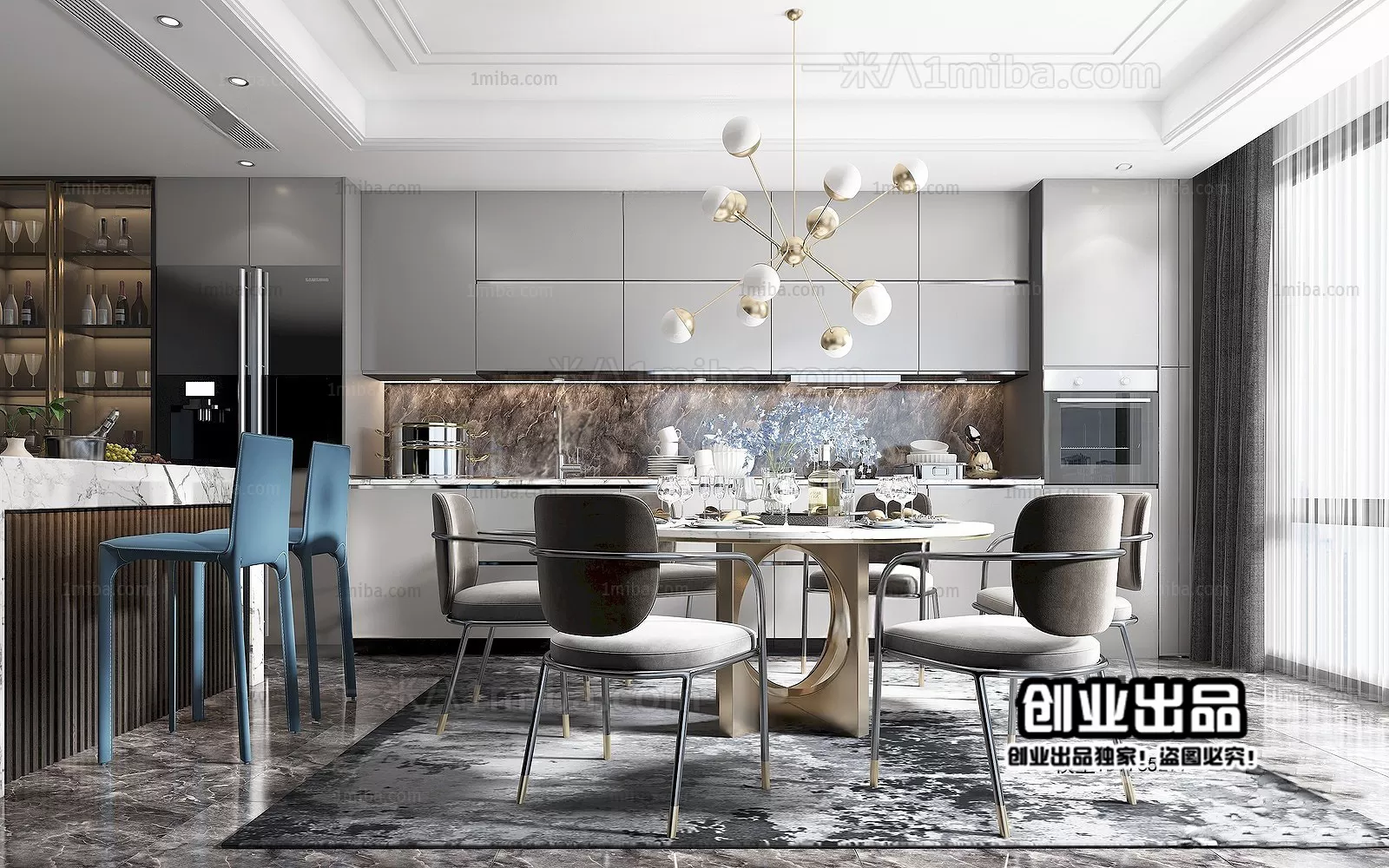 Dining Room – Modern Interior Design – 3D Models – 097 Dining Room – Modern Interior Design – 3D Models – 097