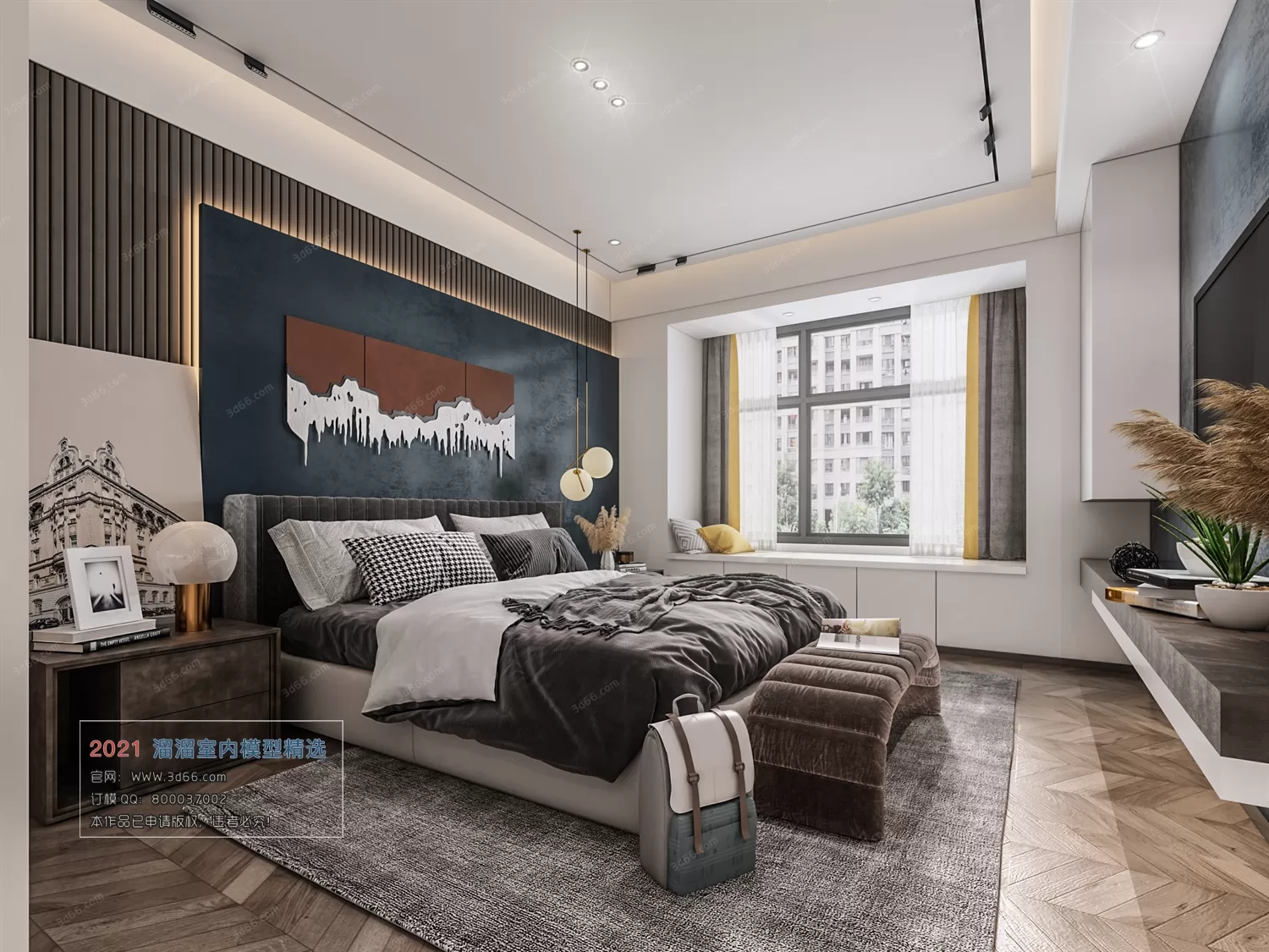 BEDROOM – A018-Modern style-Vray model