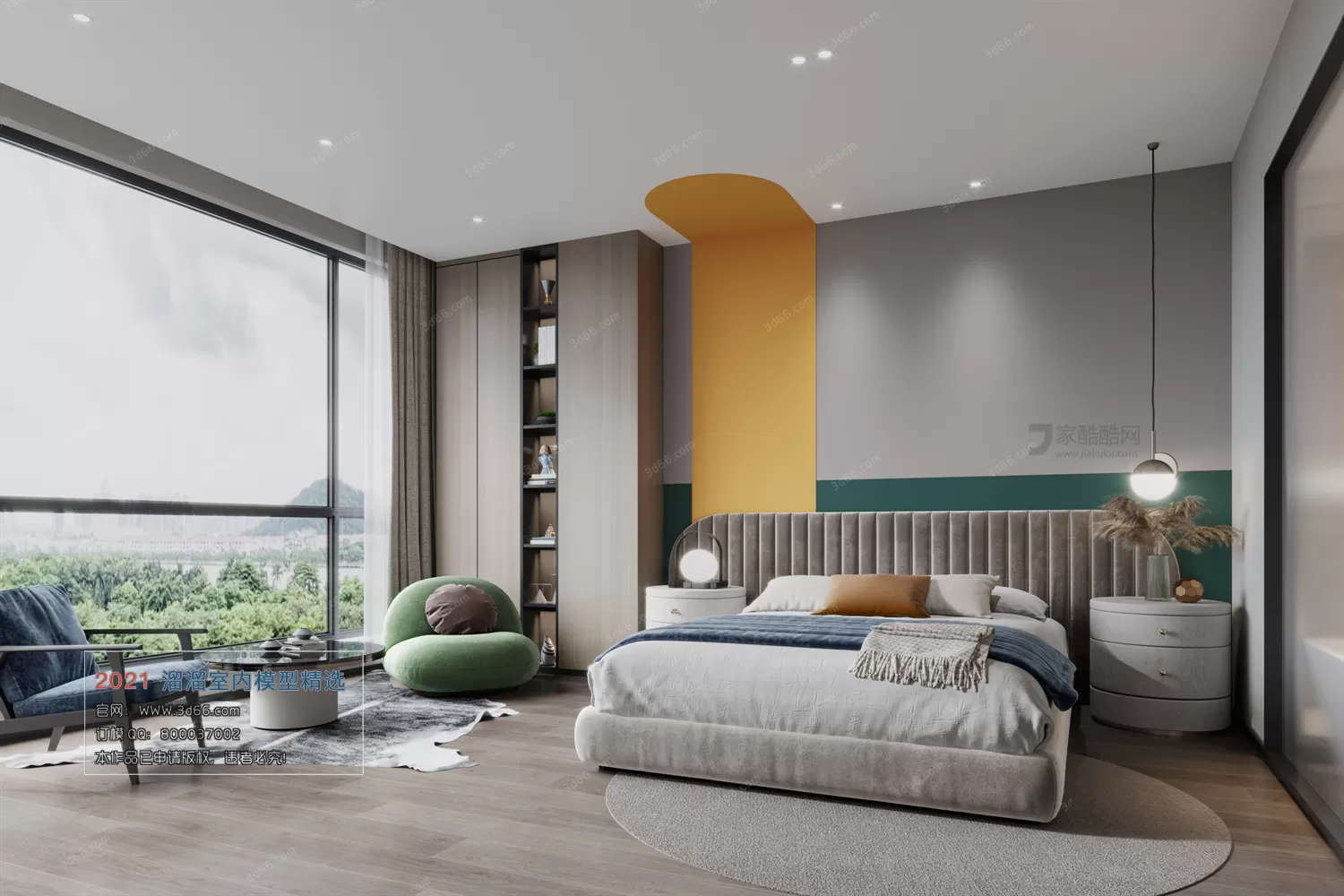 BEDROOM – A020-Modern style-Vray model