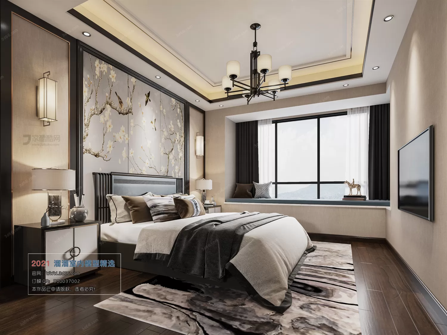 BEDROOM – C001-Chinese style-Vray model