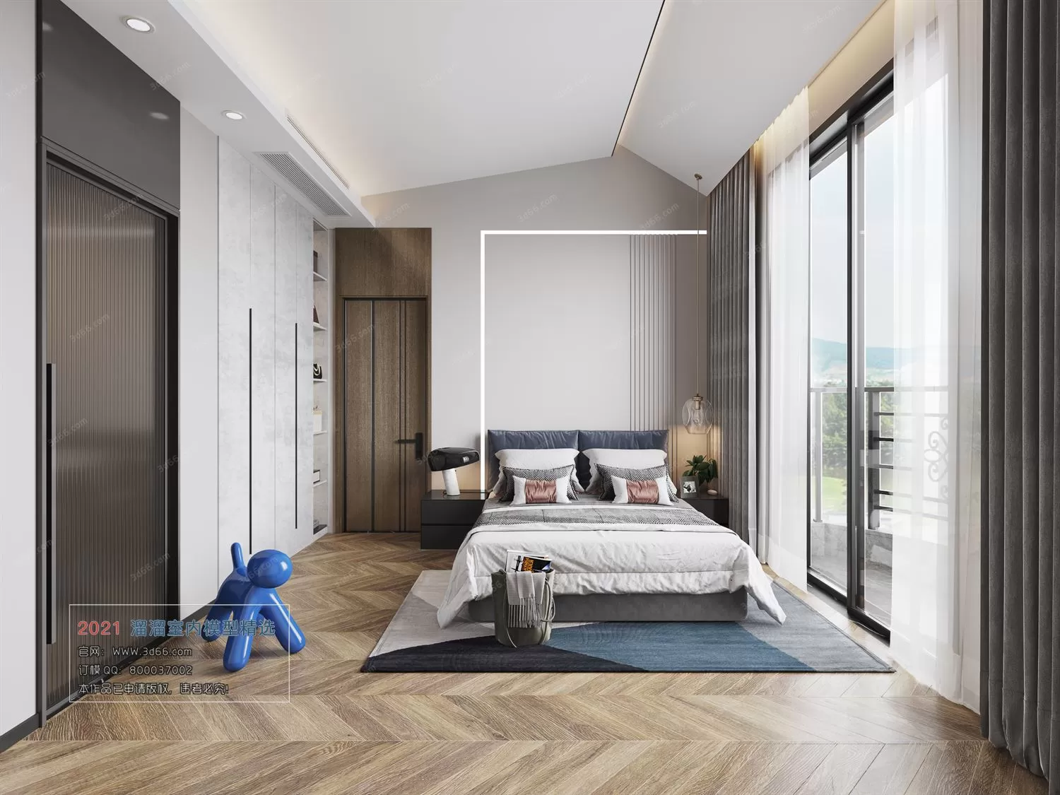 BEDROOM – A003-Modern style-Vray model
