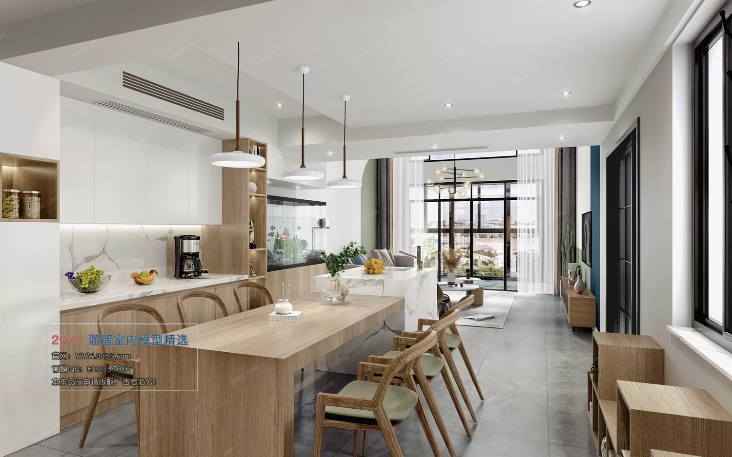 DINING, KITCHEN – M001-Nordic style-Vray model