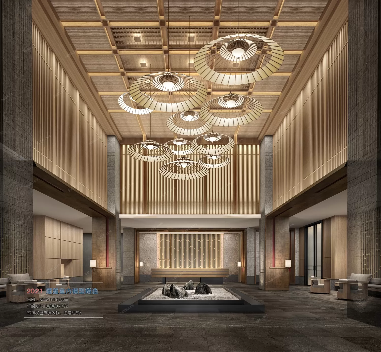 LOBBY, RECEPTION – C001-Chinese style-Vray model