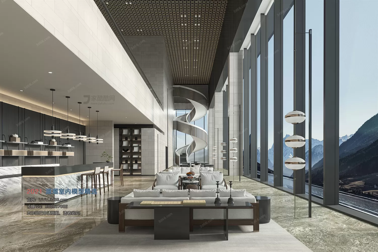 LOBBY, RECEPTION – C002-Chinese style-Vray model