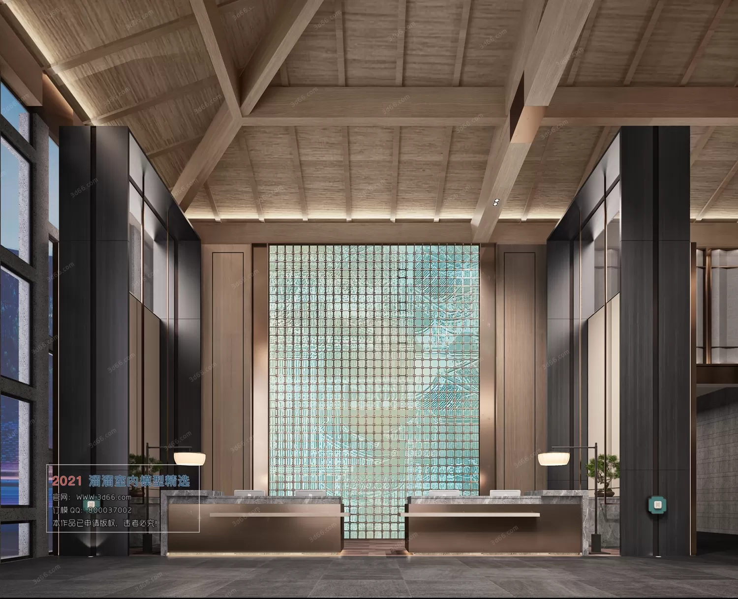 LOBBY, RECEPTION – C003-Chinese style-Vray model