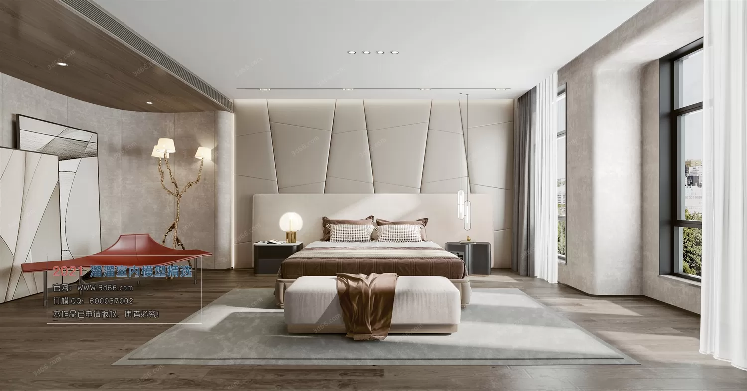BEDROOM – A008-Modern style-Vray model BEDROOM – A008-Modern style-Vray model