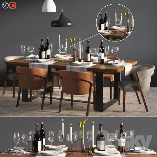 DECOR HELPER – KITCHEN – TABLE SET 3D MODELS – 338
