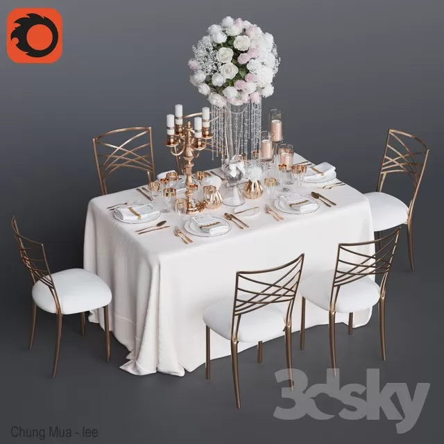 DECOR HELPER – KITCHEN – TABLE SET 3D MODELS – 340