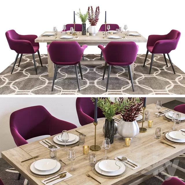 DECOR HELPER – KITCHEN – TABLE SET 3D MODELS – 80