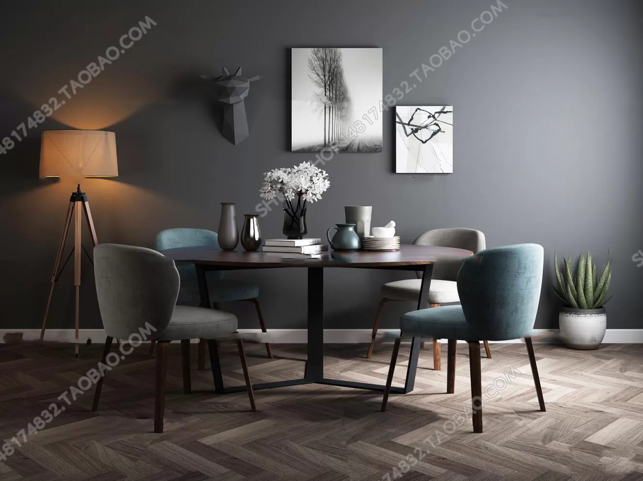 DECOR HELPER – KITCHEN – TABLE SET – CIRCLE 3D MODELS – 2