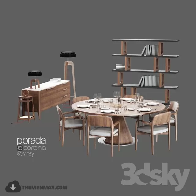DECOR HELPER – KITCHEN – TABLE SET – CIRCLE 3D MODELS – 14