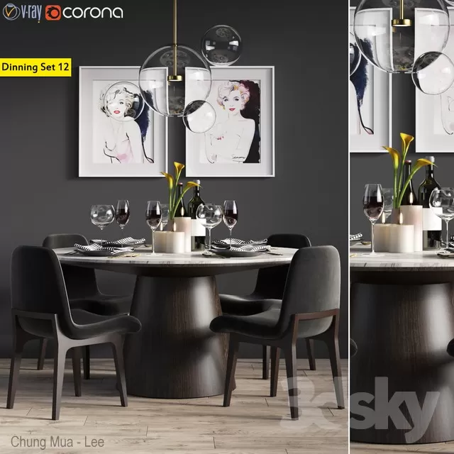 DECOR HELPER – KITCHEN – TABLE SET – CIRCLE 3D MODELS – 33