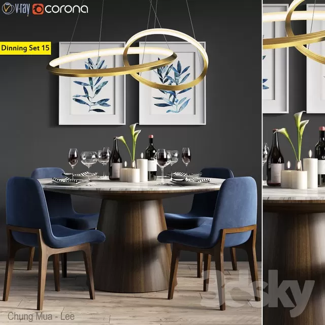 DECOR HELPER – KITCHEN – TABLE SET – CIRCLE 3D MODELS – 38