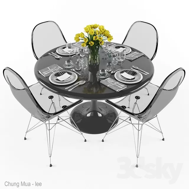 DECOR HELPER – KITCHEN – TABLE SET – CIRCLE 3D MODELS – 84