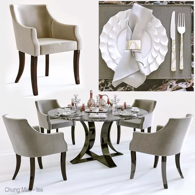 DECOR HELPER – KITCHEN – TABLE SET – CIRCLE 3D MODELS – 85