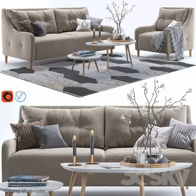 DECOR HELPER – LIVINGROOM – SOFA – LONG 3D MODELS – 473