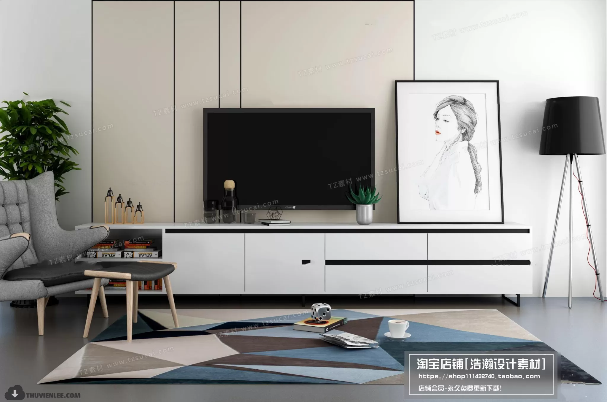 FURNITURE – TV SHELF 3D MODELS – 081